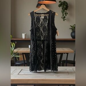 Vocal Black Lindy Lace Vest Goth Boho Whimsigoth Festival NWT M